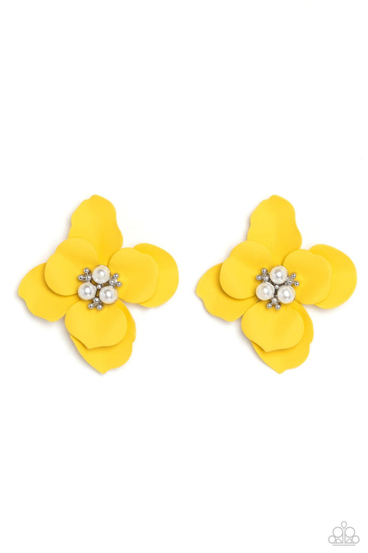 Paparazzi Accessories - Jovial Jasmine - Yellow Earrings - Bling by JessieK
