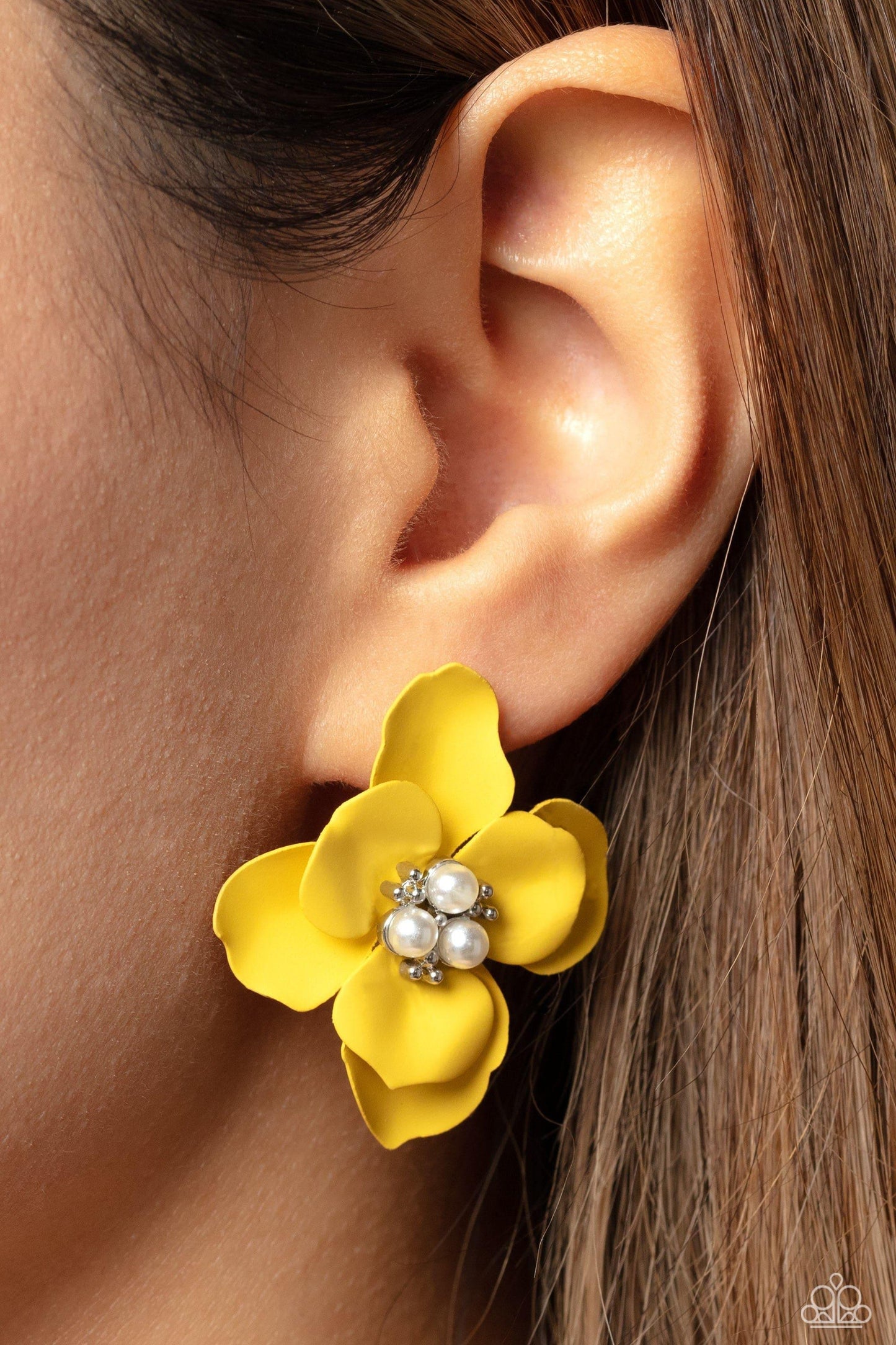 Paparazzi Accessories - Jovial Jasmine - Yellow Earrings - Bling by JessieK