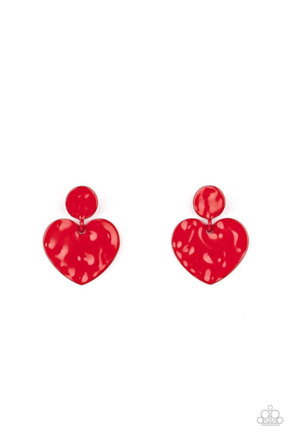 Paparazzi Accessories - Just a Little Crush - Red Earrings - Bling by JessieK