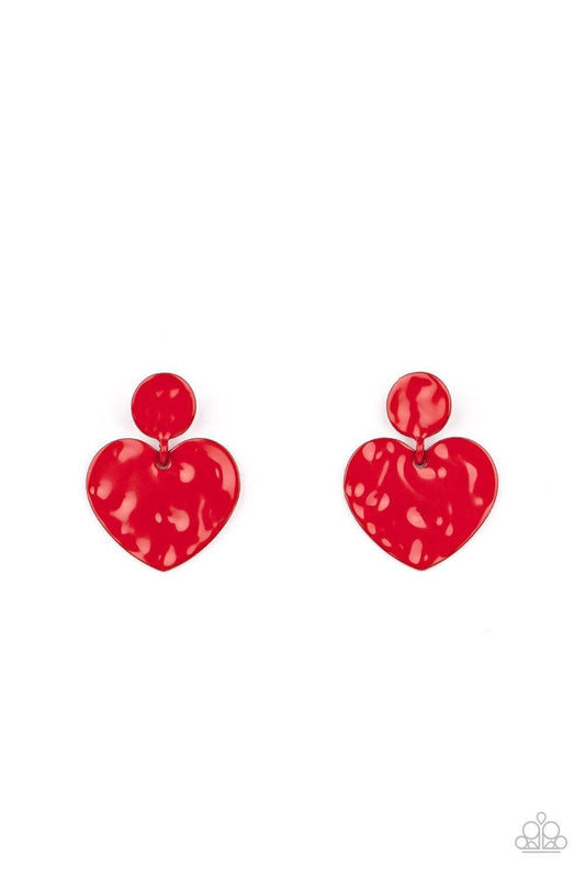 Paparazzi Accessories - Just a Little Crush - Red Earrings - Bling by JessieK