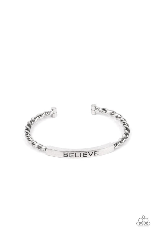 Paparazzi Accessories - Keep Calm And Believe - Silver Bracelet - Bling by JessieK