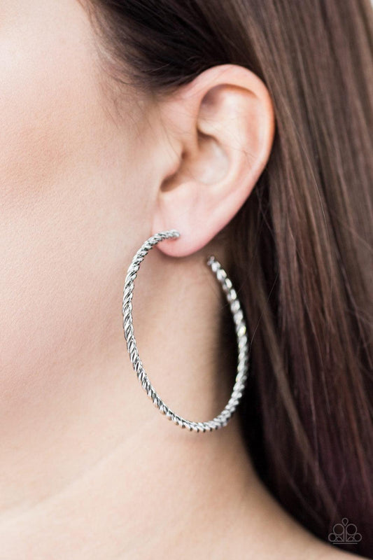 Paparazzi Accessories - Keep It Chic - Silver Hoop Earrings - Bling by JessieK