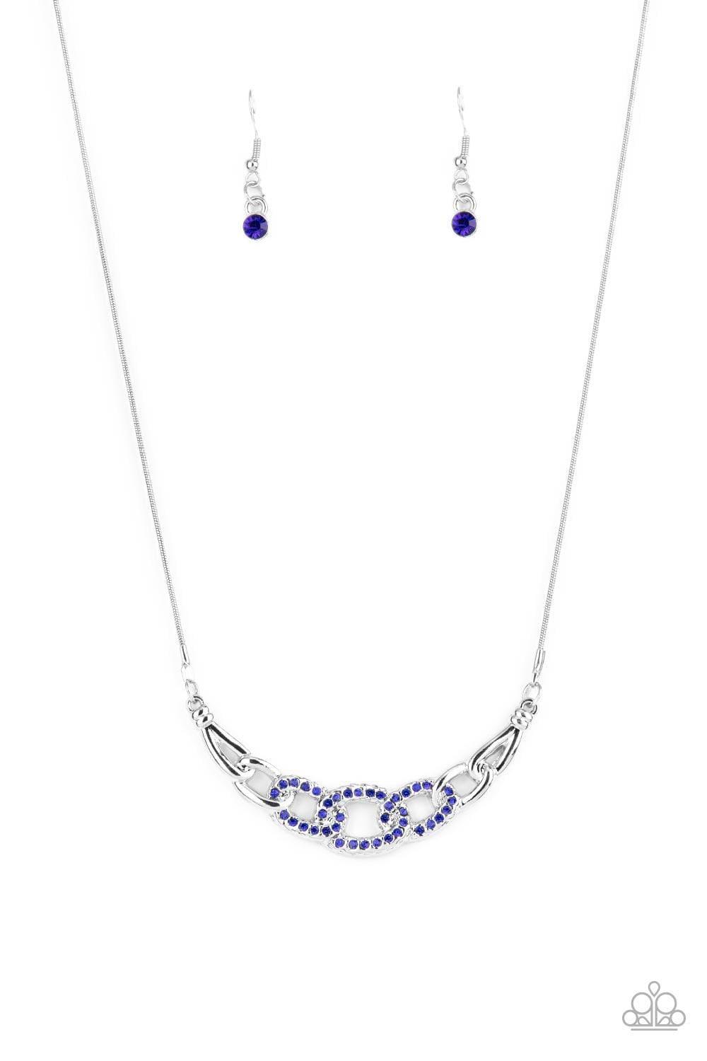 Paparazzi Accessories - Knot In Love - Blue Dainty Necklace - Bling by JessieK