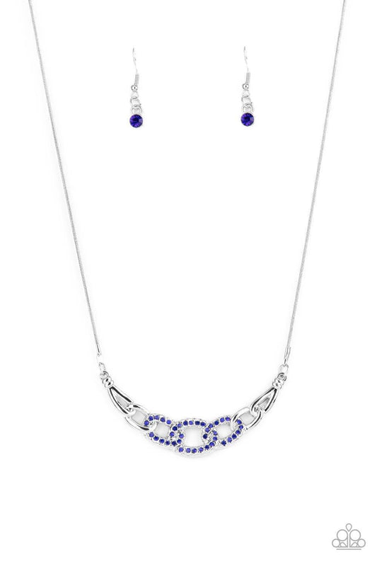 Paparazzi Accessories - Knot In Love - Blue Dainty Necklace - Bling by JessieK