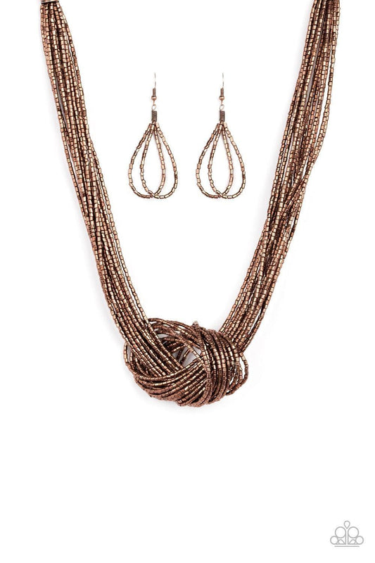 Paparazzi Accessories - Knotted Knockout - Copper Necklace - Bling by JessieK