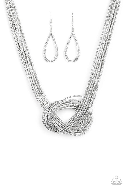 Paparazzi Accessories - Knotted Knockout - Silver Necklace - Bling by JessieK