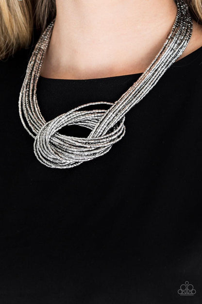 Paparazzi Accessories - Knotted Knockout - Silver Necklace - Bling by JessieK