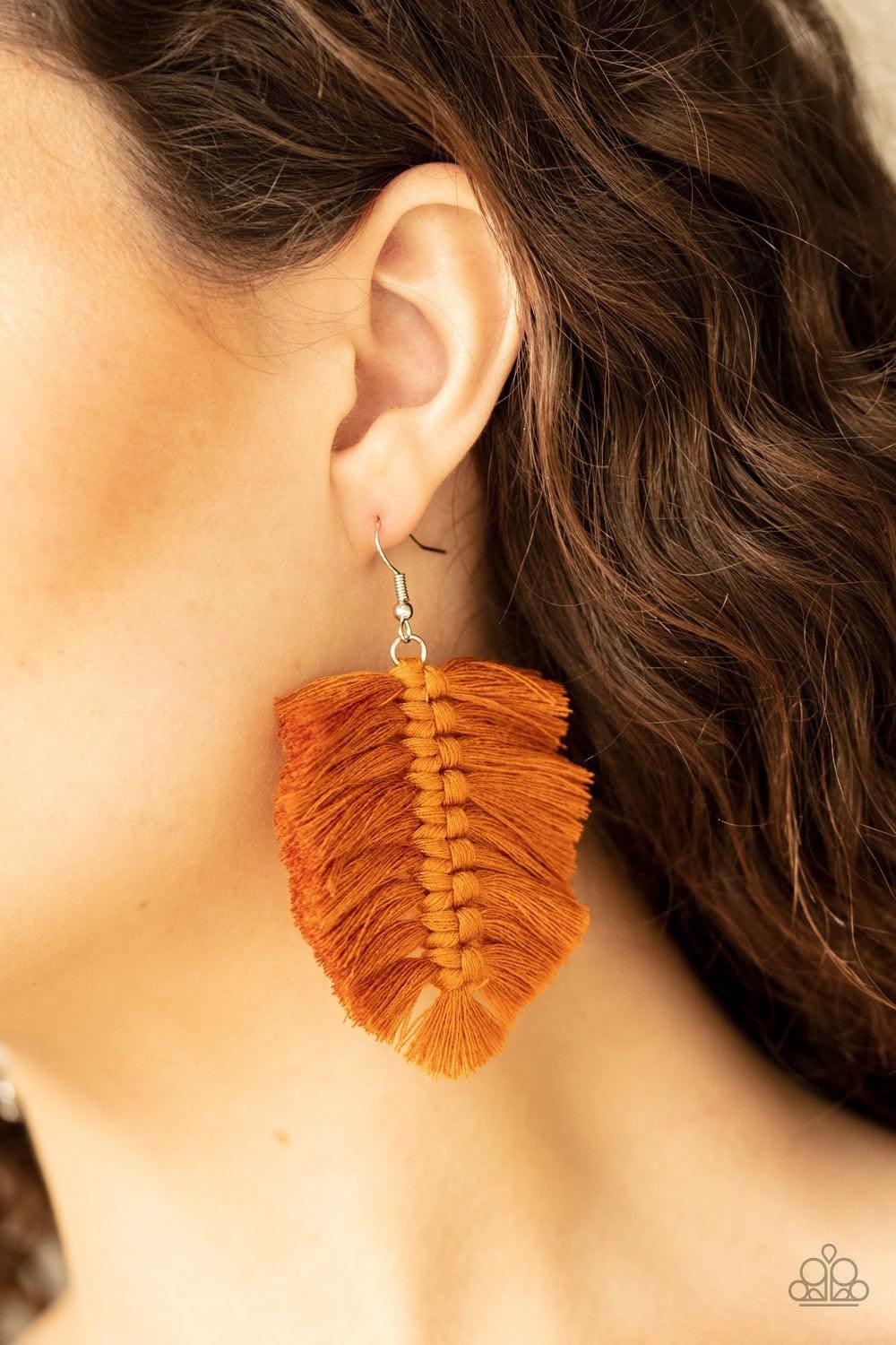 Paparazzi Accessories - Knotted Native - Brown Earrings - Bling by JessieK