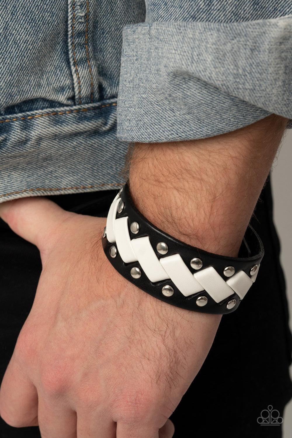 Paparazzi Accessories - Laces Loaded - Black Men's Snap Bracelet - Bling by JessieK