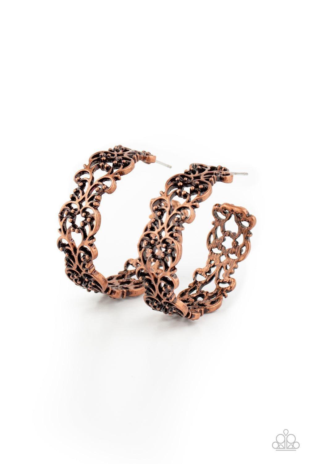 Paparazzi Accessories - Laurel Wreaths - Copper Hoop Earrings - Bling by JessieK