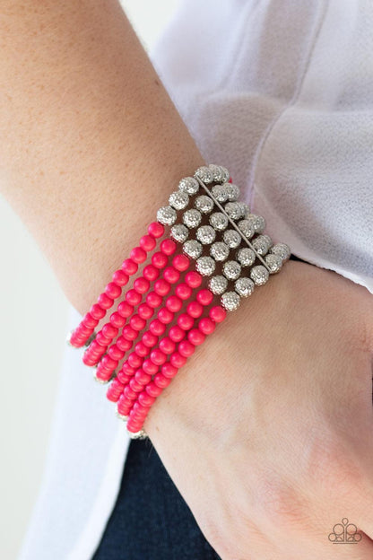 Paparazzi Accessories - Layer It On Thick - Pink Bracelet - Bling by JessieK