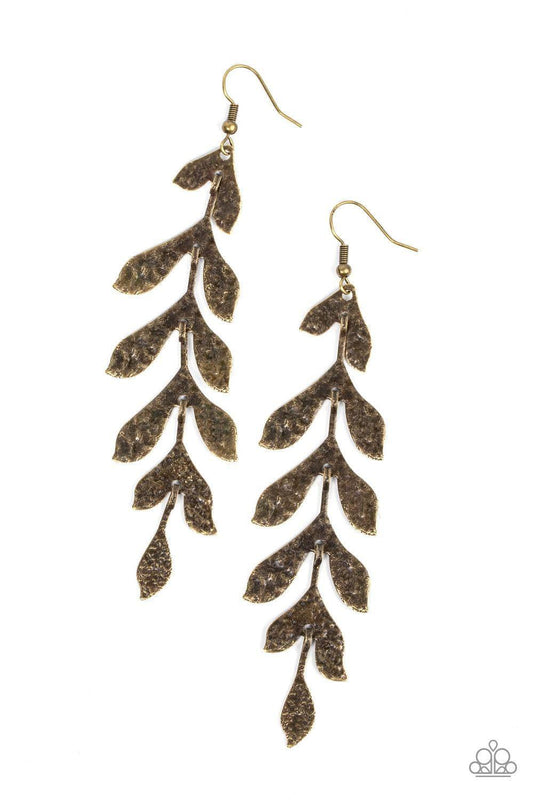 Paparazzi Accessories - Lead From The Frond - Brass Earrings - Bling by JessieK