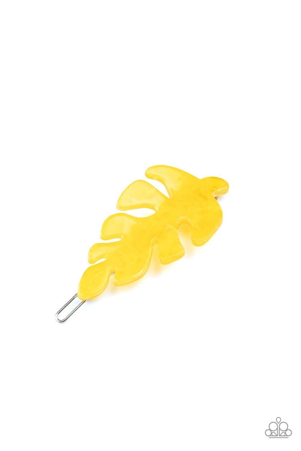Paparazzi Accessories - Leaf Your Mark - Yellow Hair Clip - Bling by JessieK