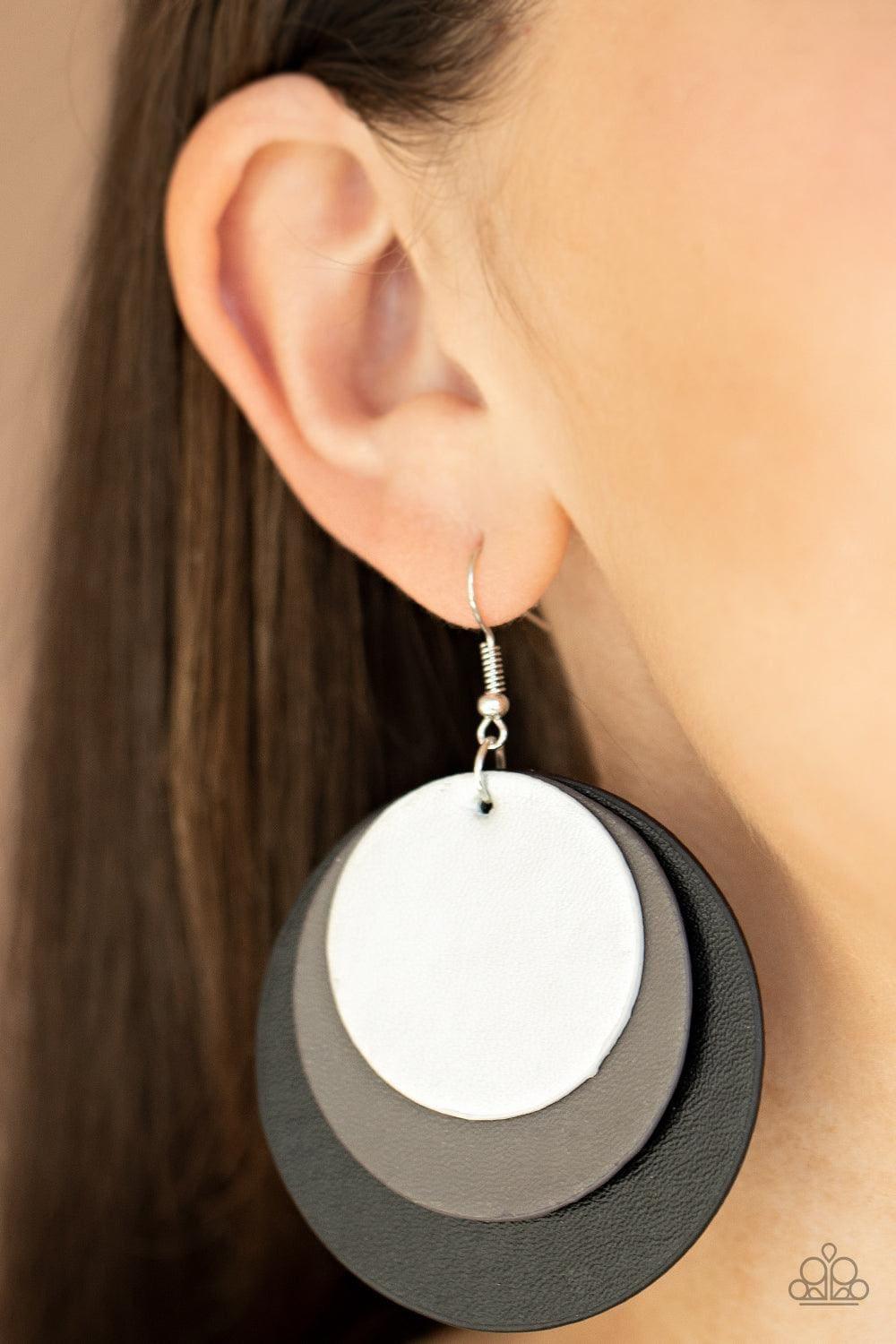 Paparazzi Accessories - Leather Forecast - Black Earrings - Bling by JessieK