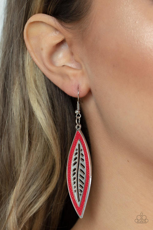 Paparazzi Accessories - Leather Lagoon - Red Earrings - Bling by JessieK