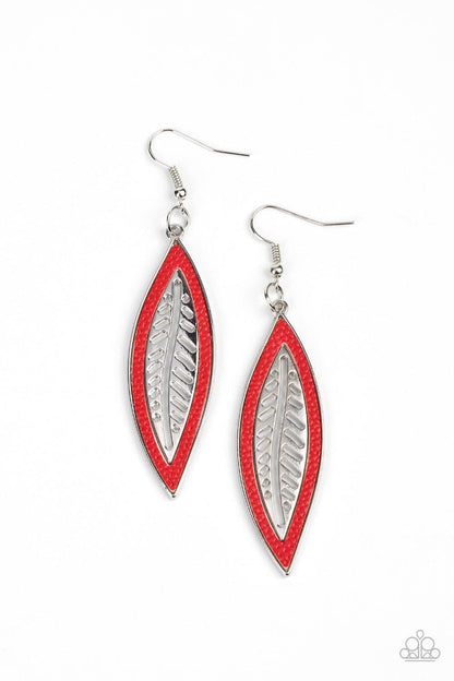 Paparazzi Accessories - Leather Lagoon - Red Earrings - Bling by JessieK