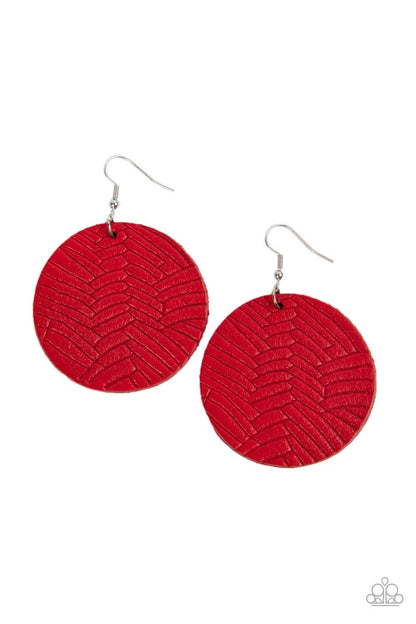 Paparazzi Accessories - Leathery Loungewear - Red Earrings - Bling by JessieK