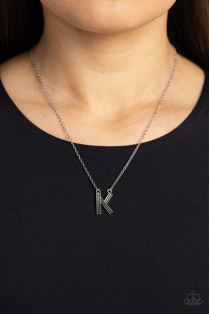 Paparazzi Accessories - Leave Your Initials - Silver - K Necklace - Bling by JessieK