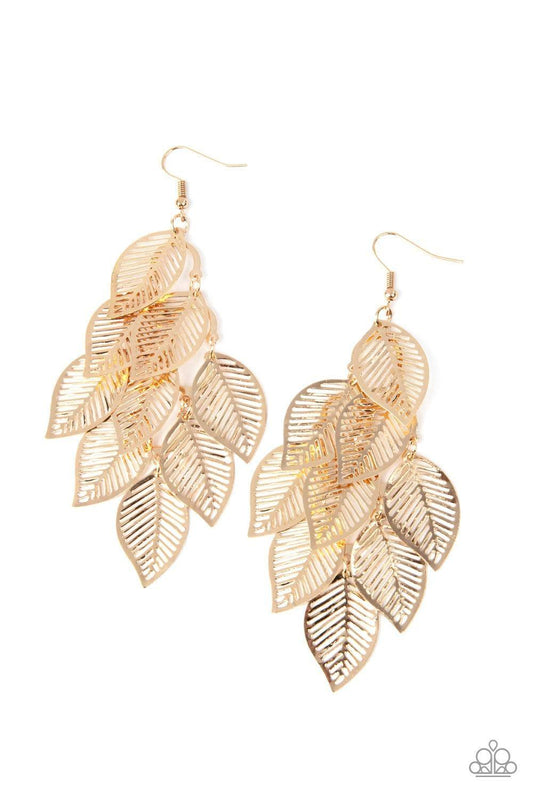 Paparazzi Accessories - Limitlessly Leafy - Gold Earrings - Bling by JessieK