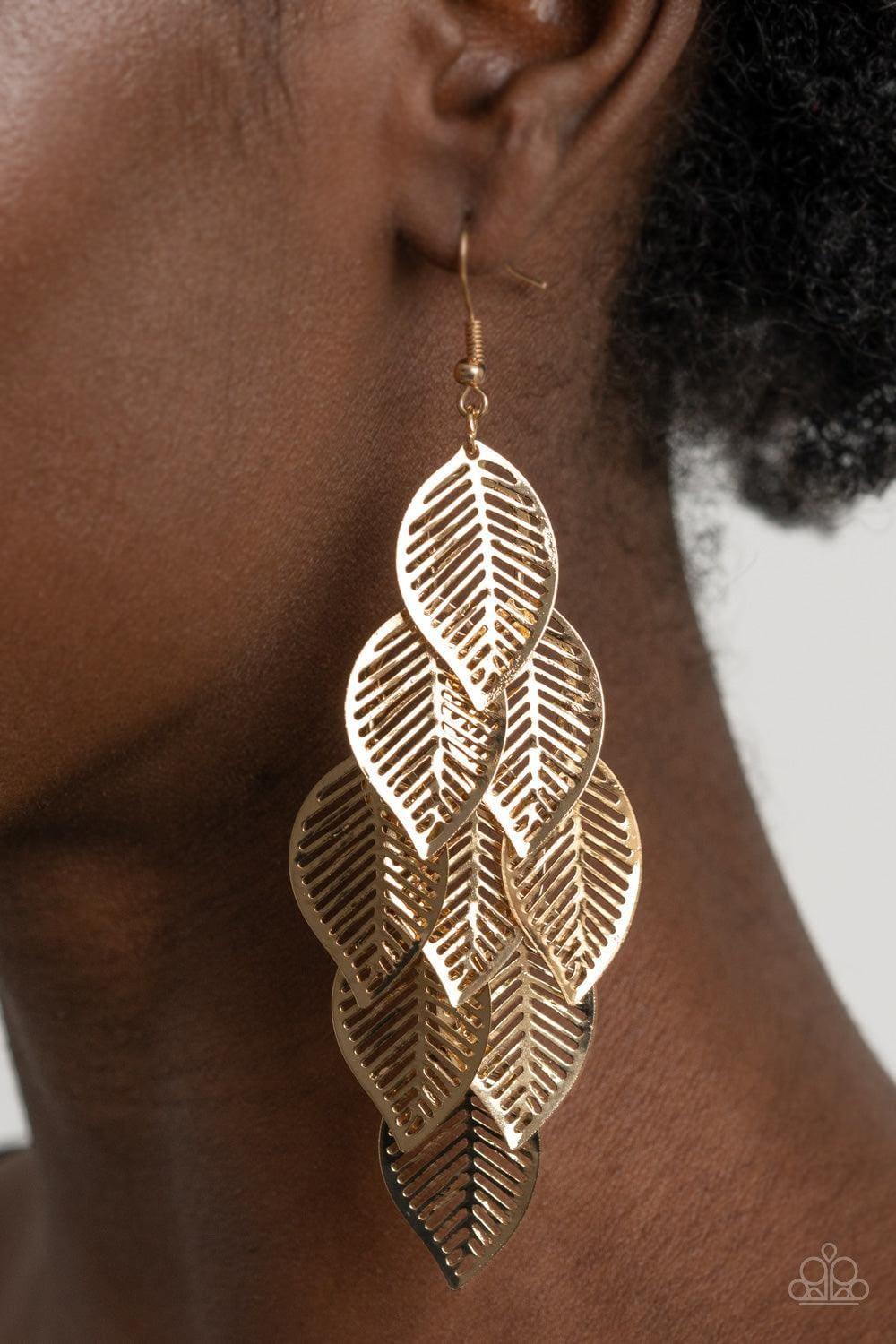 Paparazzi Accessories - Limitlessly Leafy - Gold Earrings - Bling by JessieK