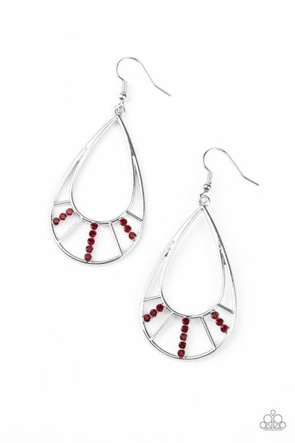 Paparazzi Accessories - Line Crossing Sparkle - Red Earrings - Bling by JessieK