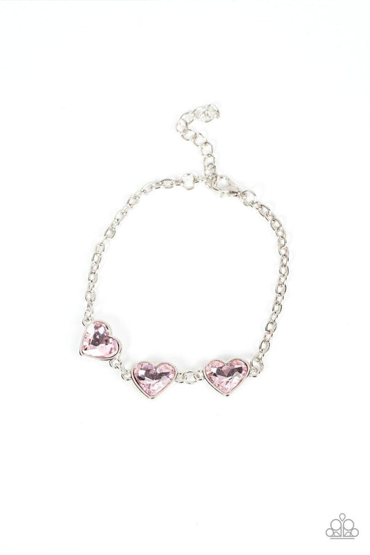 Paparazzi Accessories - Little Heartbreaker - Pink Bracelet - Bling by JessieK