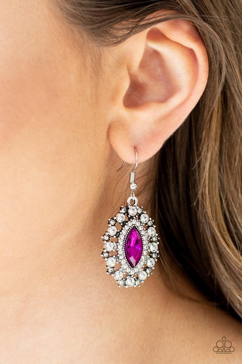 Paparazzi Accessories - Long May She Reign - Pink Earrings - Bling by JessieK