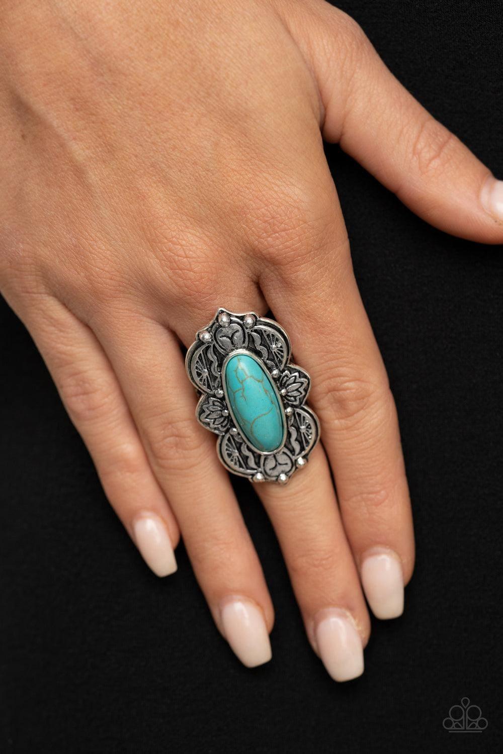 Paparazzi Accessories - Lotus Oasis - Blue Turquoise Ring - Bling by JessieK