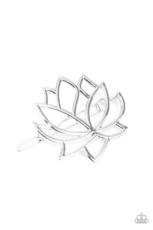 Paparazzi Accessories - Lotus Pools - Silver Hair Clip - Bling by JessieK