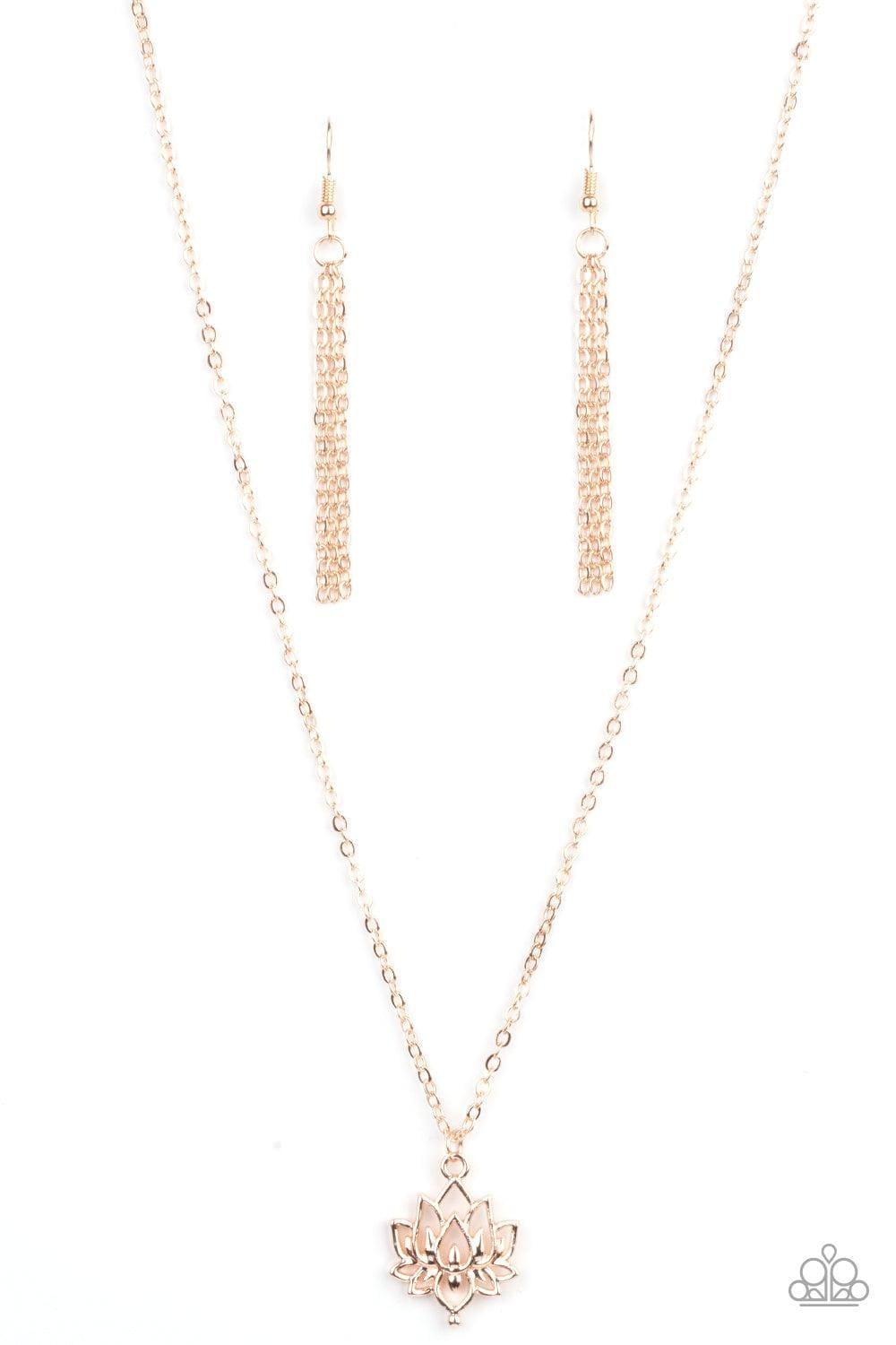 Paparazzi Accessories - Lotus Retreat - Rose Gold Dainty Necklace - Bling by JessieK