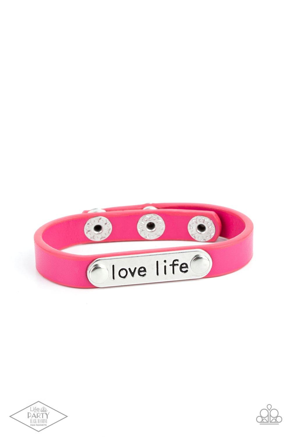 Paparazzi Accessories - Love Life - Pink Snap Bracelet - Bling by JessieK