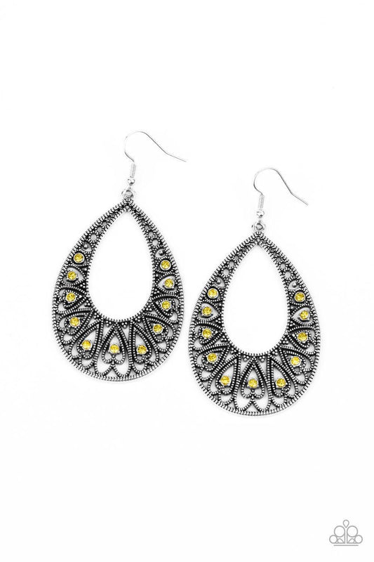 Paparazzi Accessories - Love To Be Loved - Yellow Earrings - Bling by JessieK