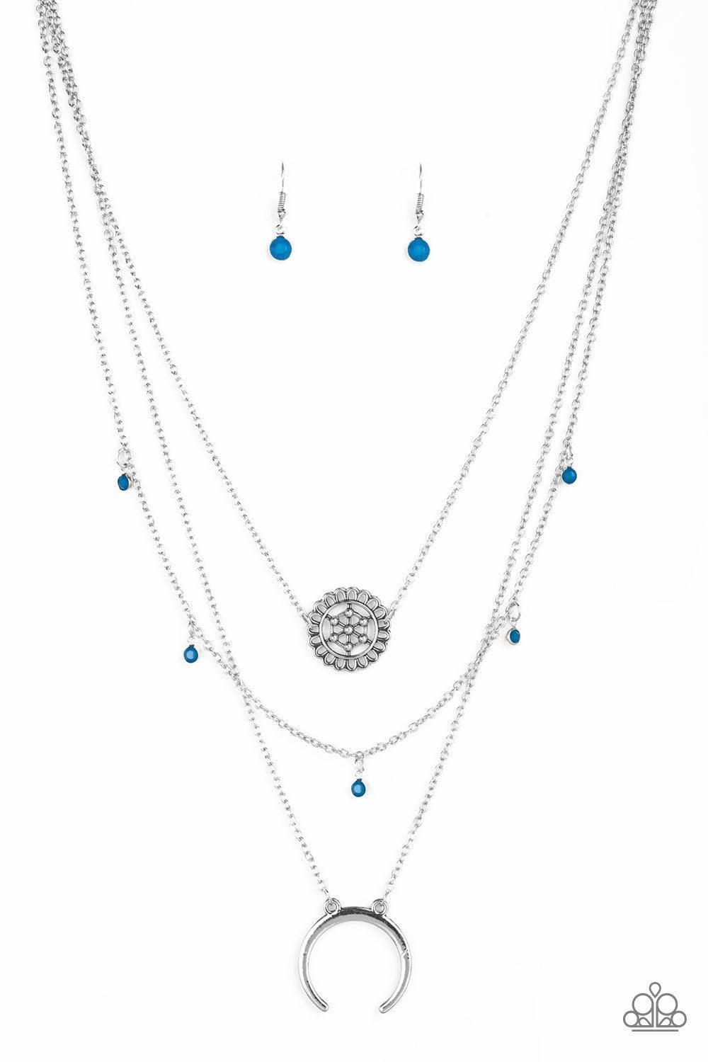 Paparazzi Accessories - Lunar Lotus - Blue Necklace - Bling by JessieK