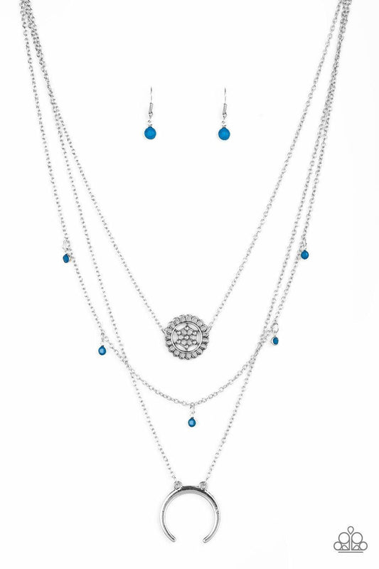 Paparazzi Accessories - Lunar Lotus - Blue Necklace - Bling by JessieK