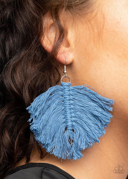 Paparazzi Accessories - Macrame Mamba - Blue Earrings - Bling by JessieK