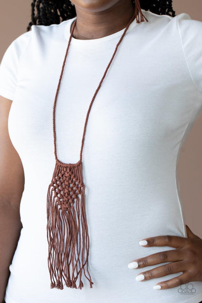 Paparazzi Accessories - Macrame Mantra - Brown Necklace - Bling by JessieK