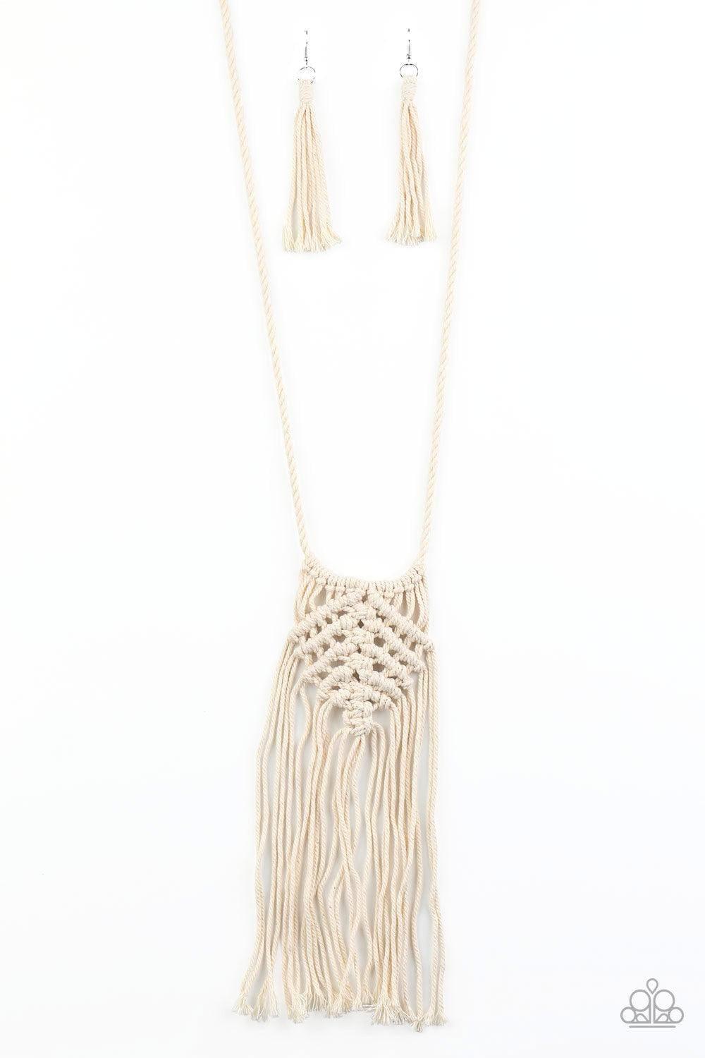 Paparazzi Accessories - Macrame Mantra - White Necklace - Bling by JessieK