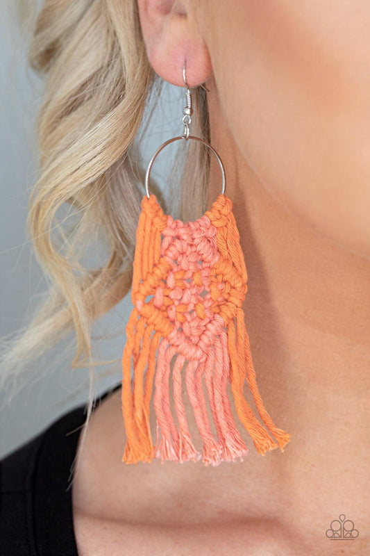 Paparazzi Accessories - Macrame Rainbow - Orange (Coral) Earrings - Bling by JessieK