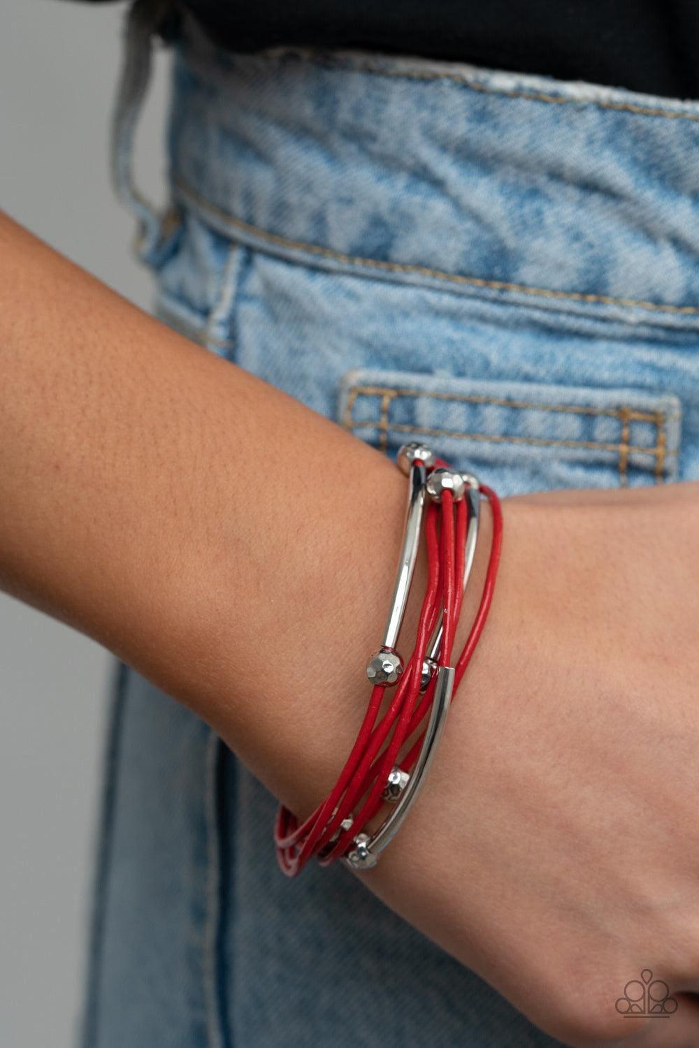 Paparazzi Accessories - Magnetically Modern - Red Bracelet - Bling by JessieK