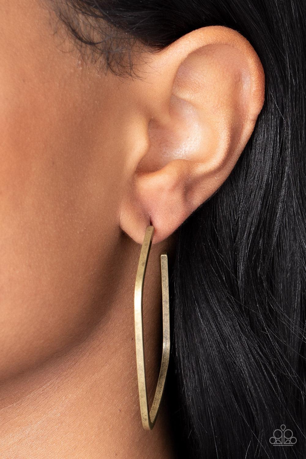 Paparazzi Accessories - Major Flex - Brass Hoop Earrings - Bling by JessieK