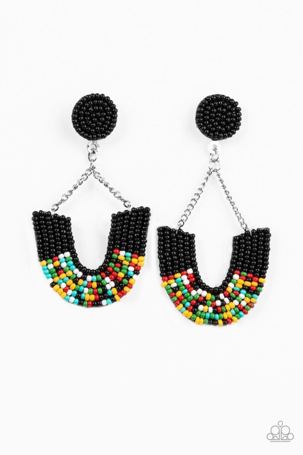 Paparazzi Accessories - Make It Rainbow - Black Earrings - Bling by JessieK