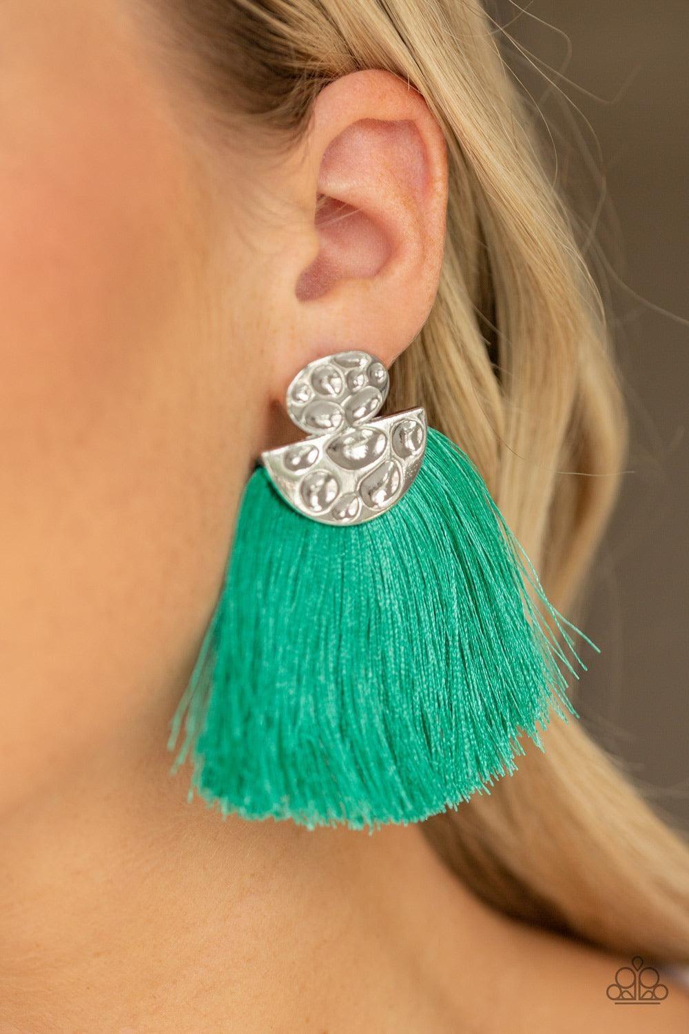 Paparazzi Accessories - Make Some Plume - Green Earrings - Bling by JessieK