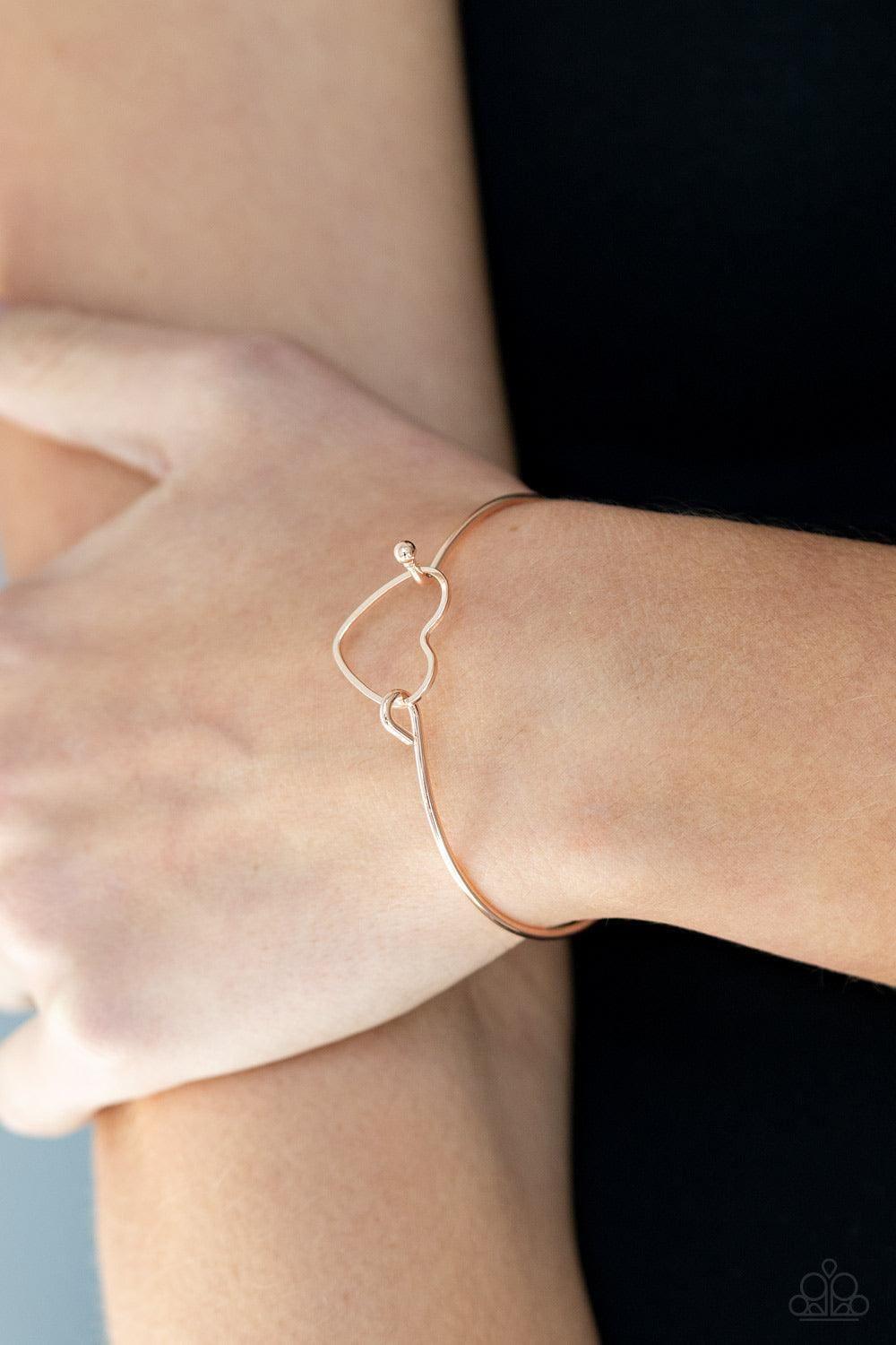 Paparazzi Jewelry Make Yourself Heart Rose Gold Hinged Bracelet Bling Bling by JessieK
