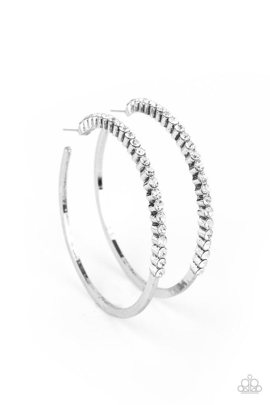 Paparazzi Accessories - Making Rounds - White Hoop Earrings - Bling by JessieK