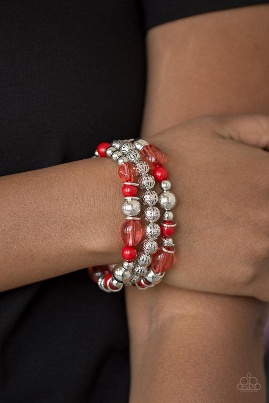 Paparazzi Accessories - Malibu Marina - Red Bracelet - Bling by JessieK