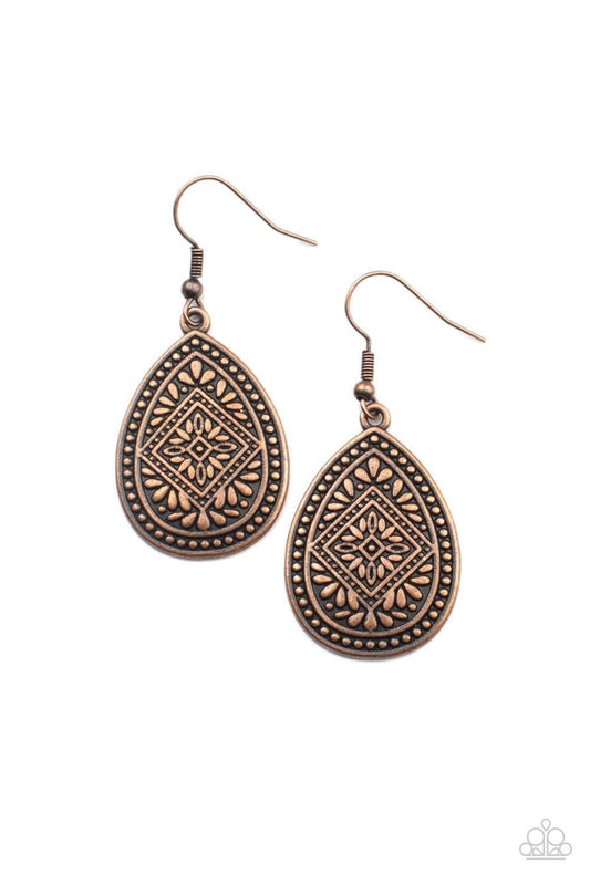 Paparazzi Accessories - Mayan Mecca - Copper Earrings - Bling by JessieK