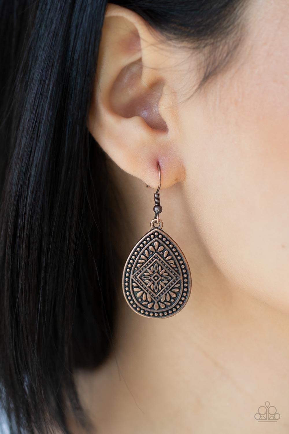 Paparazzi Accessories - Mayan Mecca - Copper Earrings - Bling by JessieK