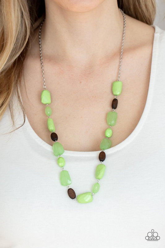 Paparazzi Accessories - Meadow Escape - Green Neckless - Bling by JessieK