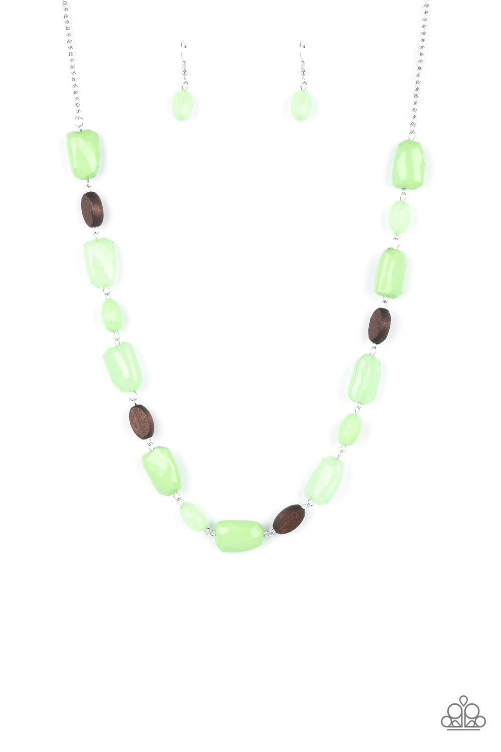 Paparazzi Accessories - Meadow Escape - Green Neckless - Bling by JessieK