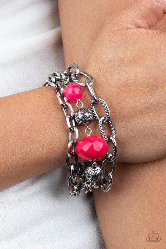 Paparazzi Accessories - Mega Malibu - Pink Bracelet - Bling by JessieK